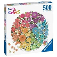 VERVELEY Ravensburger, Kruhové puzzle 500 dílků, Květiny (barevné)