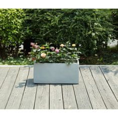 VERVELEY Sklolaminátový truhlík na květiny ve stylu cementu, 56 x 27 x 25 cm, 35 L, světle šedý