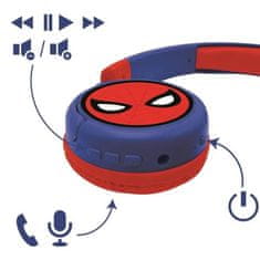 Lexibook SPIDER-MAN Pohodlná skládací bluetooth a drátová sluchátka 2 v 1 pro děti s omezením zvuku, LEXIBOOK