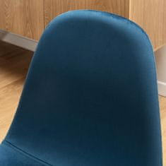 VERVELEY Sada 4 židlí z modrého sametu, l. 45 x gl. 53 x V 85 cm, CLODY