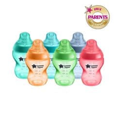 VERVELEY Tommee Tippee, Sada 6 lahviček Closer to Nature, Antikolikový dudlík, 260 ml, Fluorescenční vícebarevné provedení