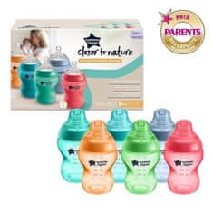 VERVELEY Tommee Tippee, Sada 6 lahviček Closer to Nature, Antikolikový dudlík, 260 ml, Fluorescenční vícebarevné provedení