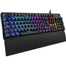 shumee G-LAB Gaming Carbon podsvícená mechanická klávesnice - Switch Blues - Opěrka zápěstí - FR