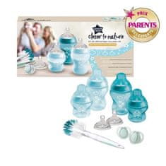 VERVELEY Tommee Tippee, Sada kojeneckých lahví Advanced Anti-Colic, dudlík s pomalým průtokem a antikolikovým ventilem, 150 a 260 ml, modrozelená barva