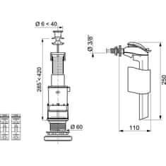 Wirquin WIRQUIN MX90 výsuvný WC mechanismus + boční splachovací ventil F91