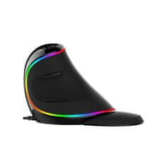 VERVELEY DELUX Vertical Mouse Ergo Black, bezdrátová, RGB