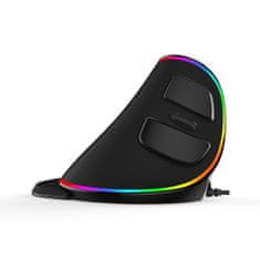 VERVELEY DELUX Vertical Mouse Ergo Black, bezdrátová, RGB