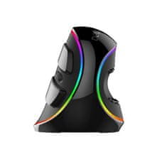 VERVELEY DELUX Vertical Mouse Ergo Black, bezdrátová, RGB