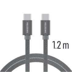 SWISSTEN Swissten textilní datový kabel Usb-C / Usb-C 1,2 M Šedý 8595217455979