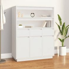 Greatstore Skříň highboard bílá 89 x 40 x 116,5 cm masivní borové dřevo