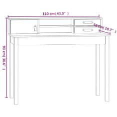 Greatstore Psací stůl černý 110x50x93 cm masivní borové dřevo