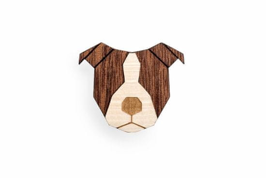 BeWooden Dřevěná brož ve tvaru psa Staffordshire Bull Terrier Brooch