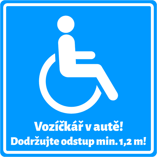 AUTOSAMOLEPKY.cz Samolepka Vozíčkář v autě 30 cm (invalida)