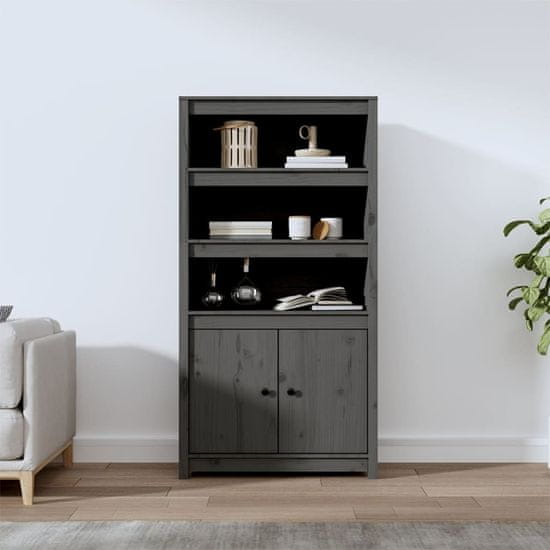 Vidaxl Skříň highboard šedá 80 x 35 x 154 cm masivní borové dřevo