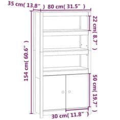 Vidaxl Skříň highboard šedá 80 x 35 x 154 cm masivní borové dřevo