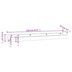 Vidaxl Nástěnné police 2 ks černé 110 x 12 x 9 cm masivní borové dřevo