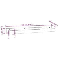 Vidaxl Nástěnné police 2 ks šedé 110 x 12 x 9 cm masivní borové dřevo