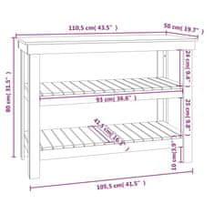 Greatstore Odkládací stolek medově hnědý 110,5x50x80 cm masivní borovice