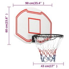 Vidaxl Basketbalový koš bílý 90x60x2 cm polyethylen