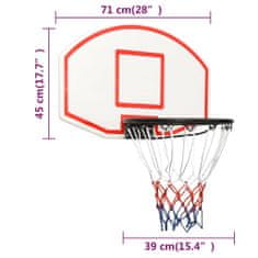 Vidaxl Basketbalový koš bílý 71x45x2 cm polyethylen