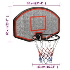 Greatstore Basketbalový koš černý 90x60x2 cm polyethylen