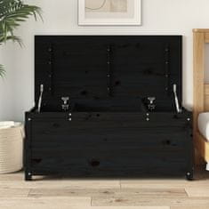 Greatstore Úložný box černý 110 x 50 x 45,5 cm masivní borové dřevo