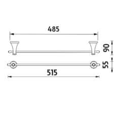 NIMCO Držák na ručníky v retro stylu, 52 cm NIMCO LADA LA 19046-65