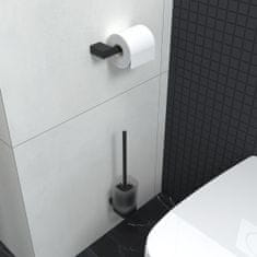 NIMCO WC štětka černá s držákem na zeď, nízká hranatá nádoba matné sklo NIMCO KIBO černá Ki-14094CN-90