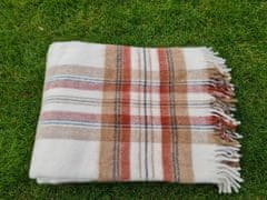 Inny Vlněná deka s třásněmi 160x200 check cream terracotta dark beige