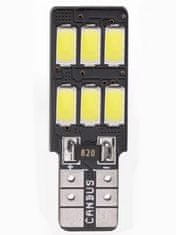 Rabel LED autožárovka T10 W5W Canbus 6 smd 5630 bílá, boční + stabilizátor