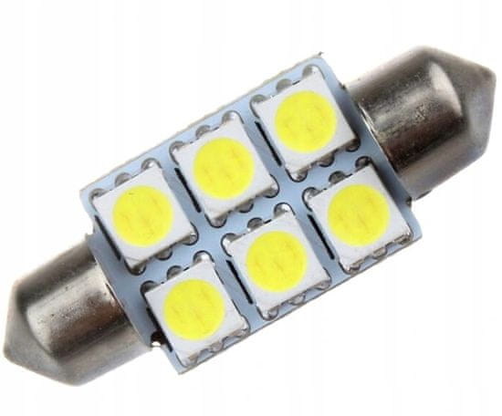 Rabel LED autožárovka 36 mm 6 smd 5050 C5W C10W C15W SV8,5 bílá