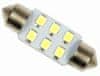 LED autožárovka 41 mm 6 smd C5W C10W C15W SV8,5 bílá