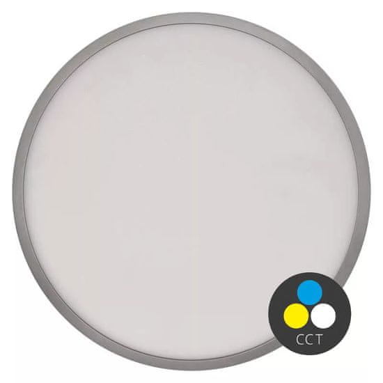 Emos Stříbrný přisazený LED panel s tenkým rámečkem kulatý 300mm 28,5W CCT Premium ZM5253