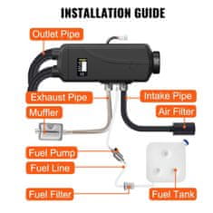 VEVOR Nezávislé topení Car Heater 12V 8KW 4-Výdechy