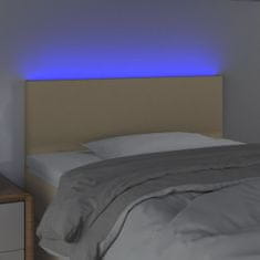 Greatstore Čelo postele s LED krémové 100x5x78/88 cm textil