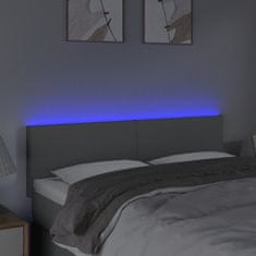 Greatstore Čelo postele s LED světle šedé 144 x 5 x 78/88 cm textil