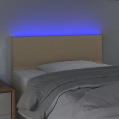 Vidaxl Čelo postele s LED krémové 90x5x78/88 cm textil