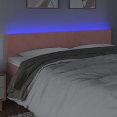 Greatstore Čelo postele s LED růžové 200x5x78/88 cm samet