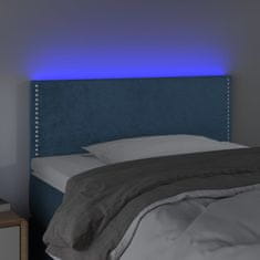 Greatstore Čelo postele s LED tmavě modré 90x5x78/88 cm samet