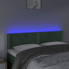 Greatstore Čelo postele s LED tmavě zelené 144x5x78/88 cm samet