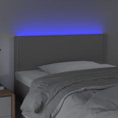 Vidaxl Čelo postele s LED šedé 90x5x78/88 cm umělá kůže