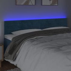 Vidaxl Čelo postele s LED tmavě modré 160x5x78/88 cm samet