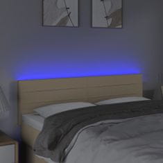 Greatstore Čelo postele s LED krémové 144x5x78/88 cm textil