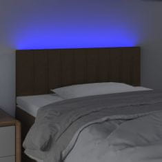 Vidaxl Čelo postele s LED tmavě hnědé 100x5x78/88 cm textil