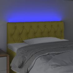 Greatstore Čelo postele s LED zelené 100 x 7 x 78/88 cm textil