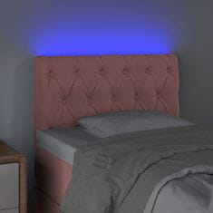 Greatstore Čelo postele s LED růžové 80 x 7 x 78/88 cm samet