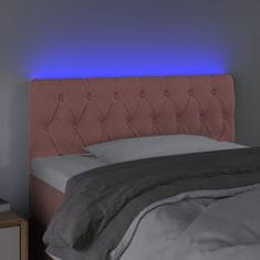 Greatstore Čelo postele s LED růžové 90 x 7 x 78/88 cm samet