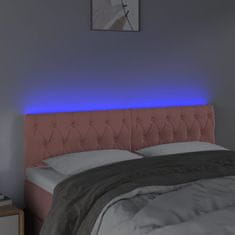 Greatstore Čelo postele s LED růžové 160 x 7 x 78/88 cm samet