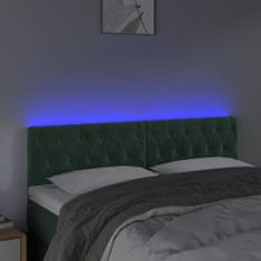 Vidaxl Čelo postele s LED tmavě zelené 160 x 7 x 78/88 cm samet