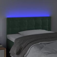 Greatstore Čelo postele s LED tmavě zelené 100x5x78/88 cm samet